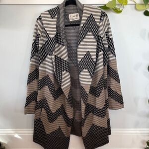 Anthropologie Field Flower | Black and Gray Patterned Women's Sweater